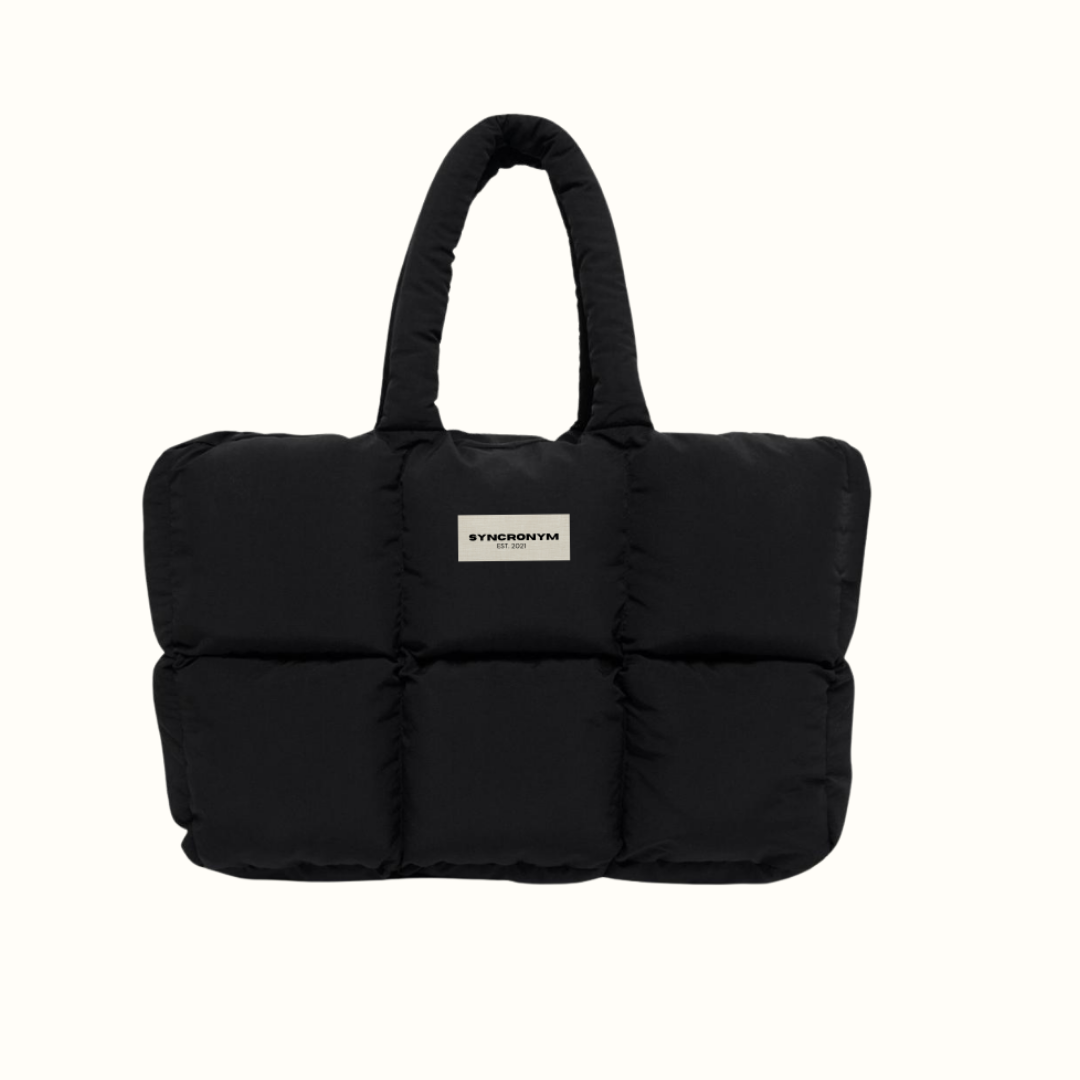 Midnight Black Puffer Tote Bag: Everyday Bag – Syncronym