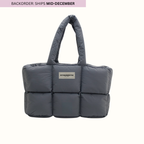 Storm Navy-Grey Puffer Tote Bag: Everyday Bag (SHIPS MID-DECEMBER)