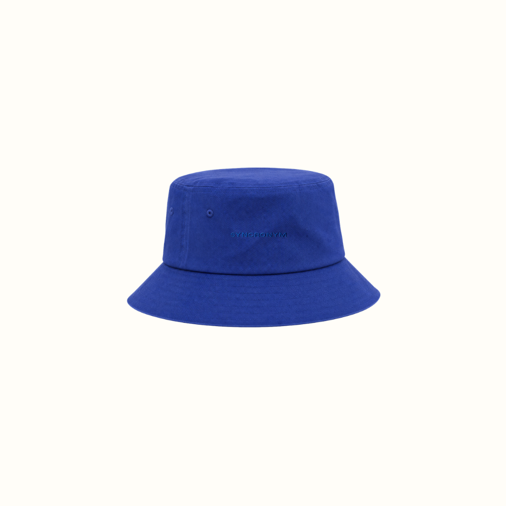 blue bucket hat
