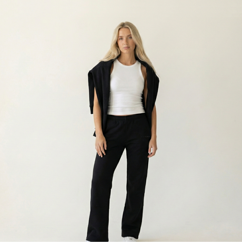 Midnight Black Flared Joggers - Womens