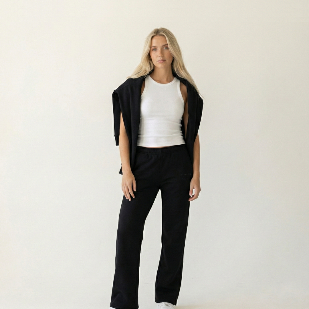 Midnight Black Flared Joggers - Womens