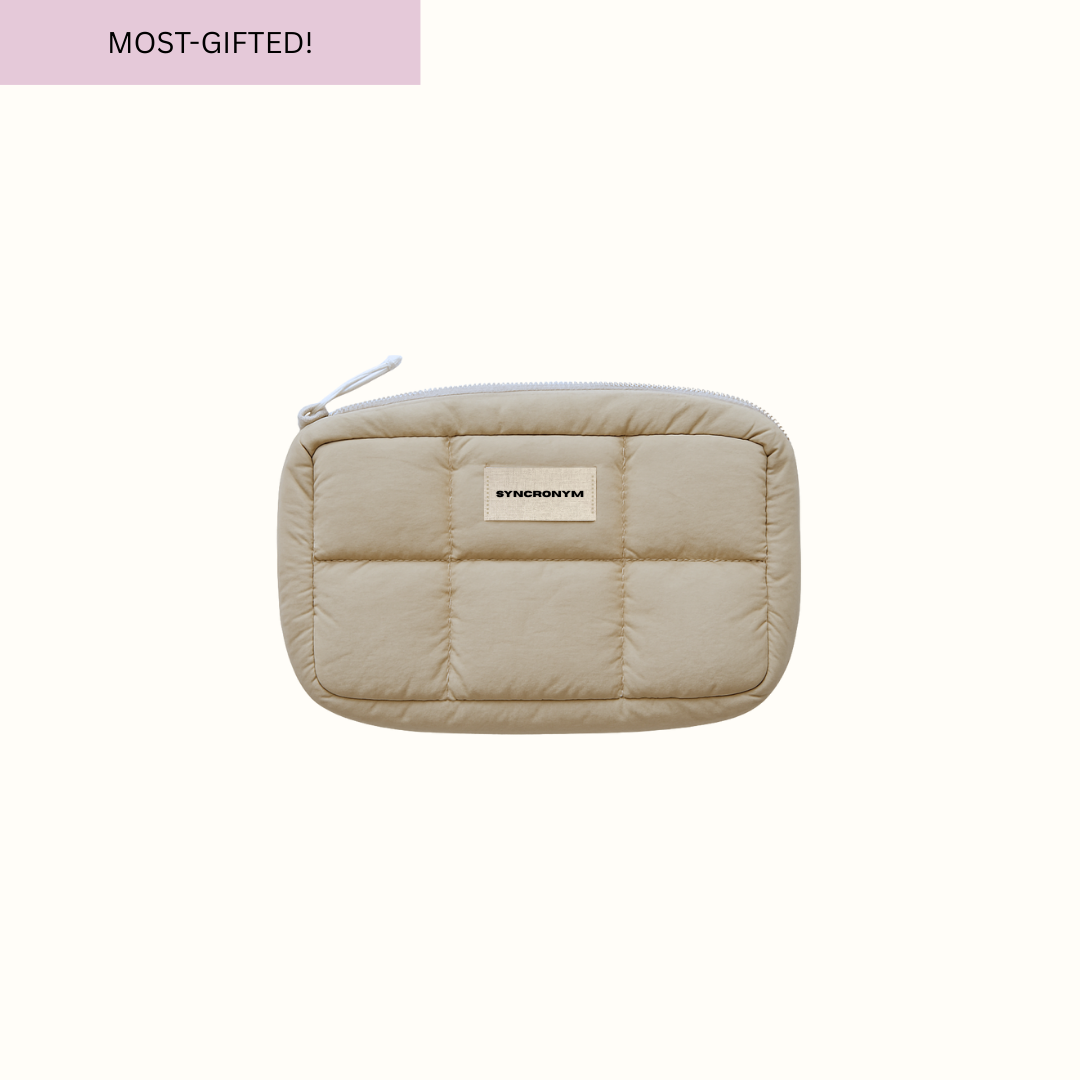 Sand Beige Puffer Mini Pouch