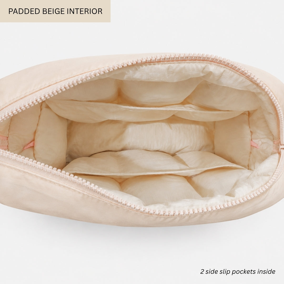 Sand Beige Puffer Mini Pouch
