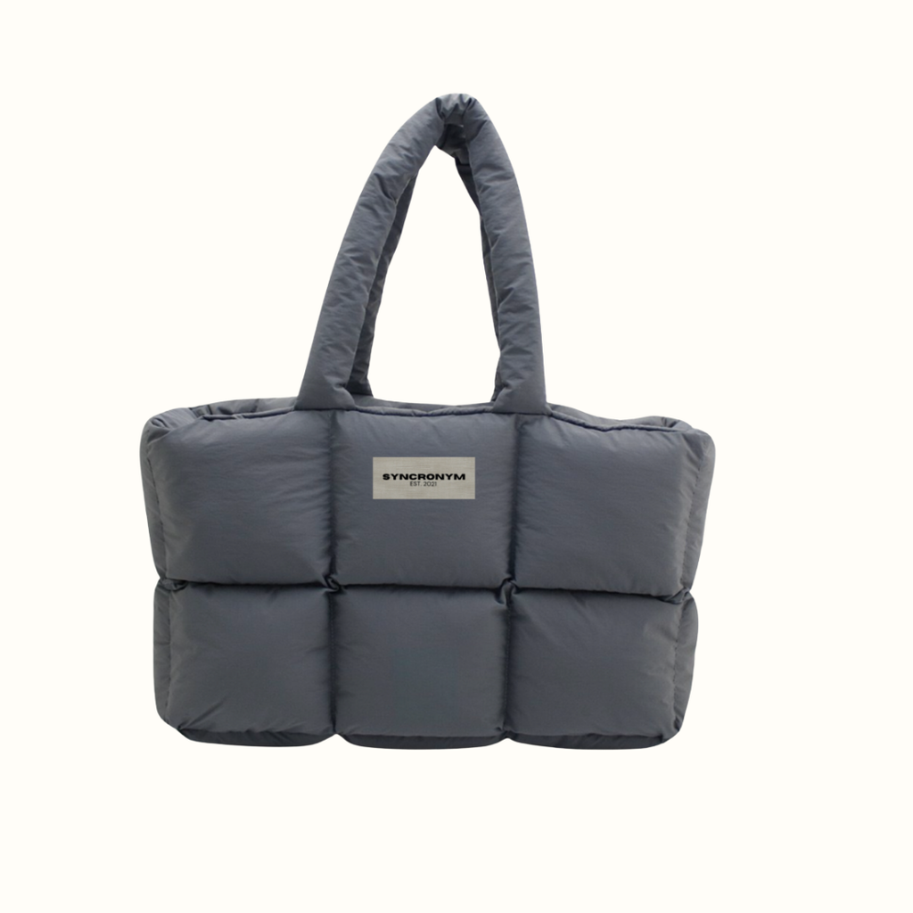 Storm Navy-Grey Puffer Tote Bag: Everyday Bag
