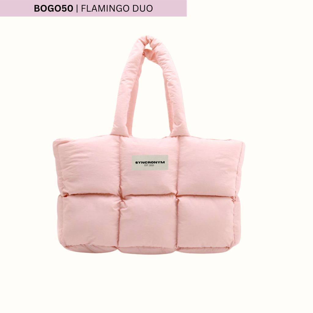Flamingo Pink Puffer Tote Bag: Everyday Bag