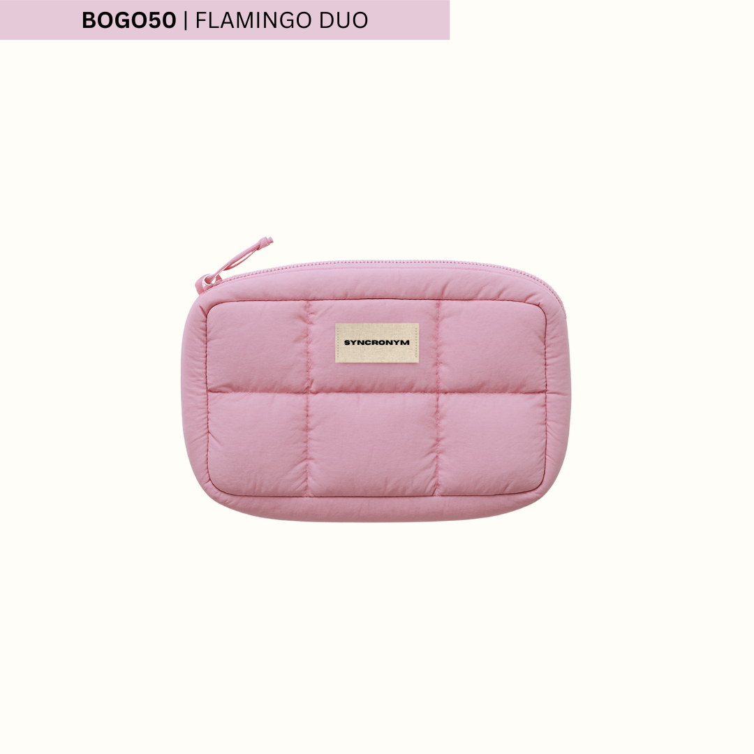 Flamingo Pink Puffer Mini Pouch