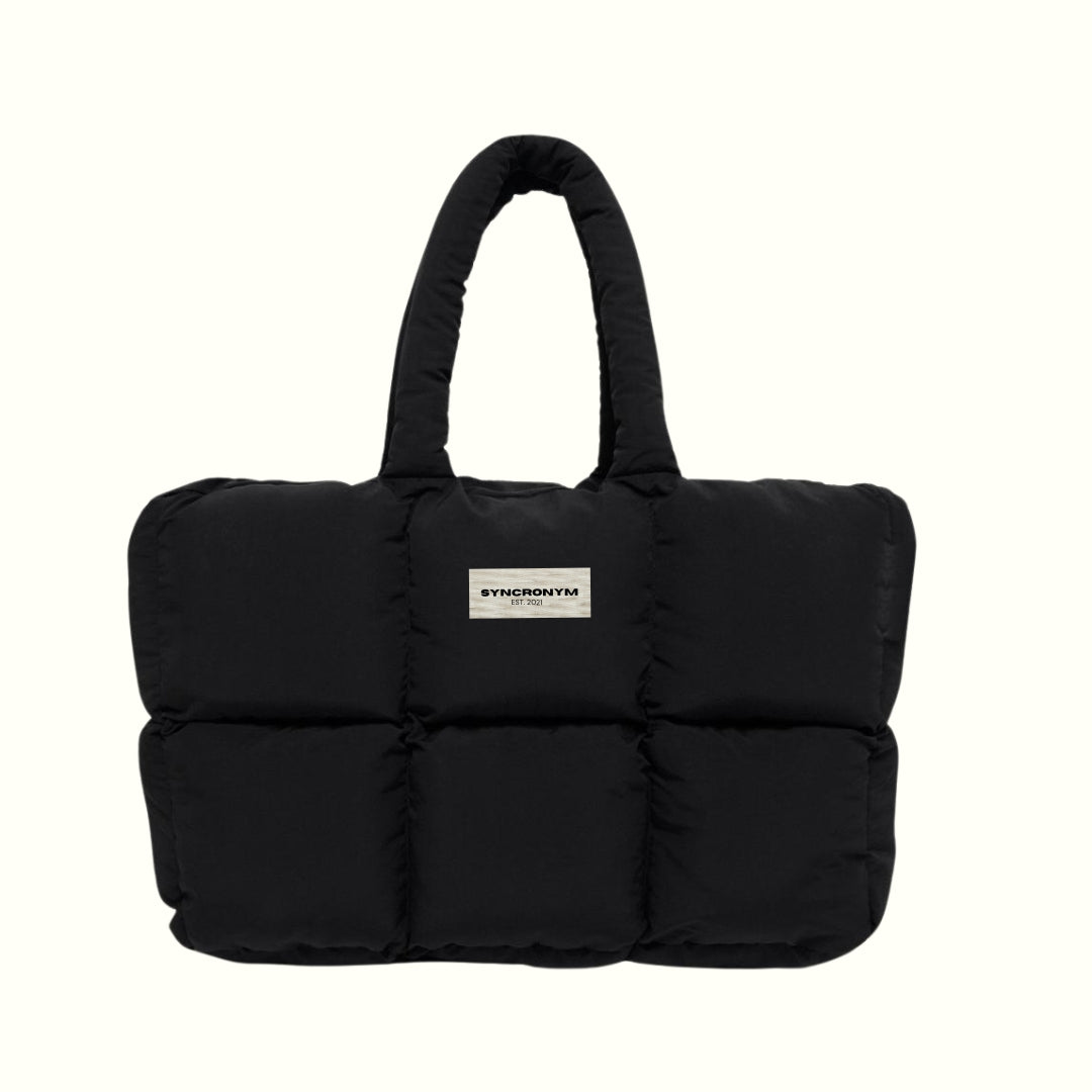 Midnight Power Puff: Everyday Black Puffer Tote bag