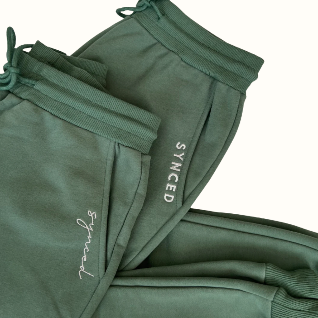 green heavyweight joggers