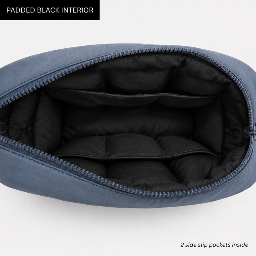 Storm Blue-Grey Puffer Mini Pouch