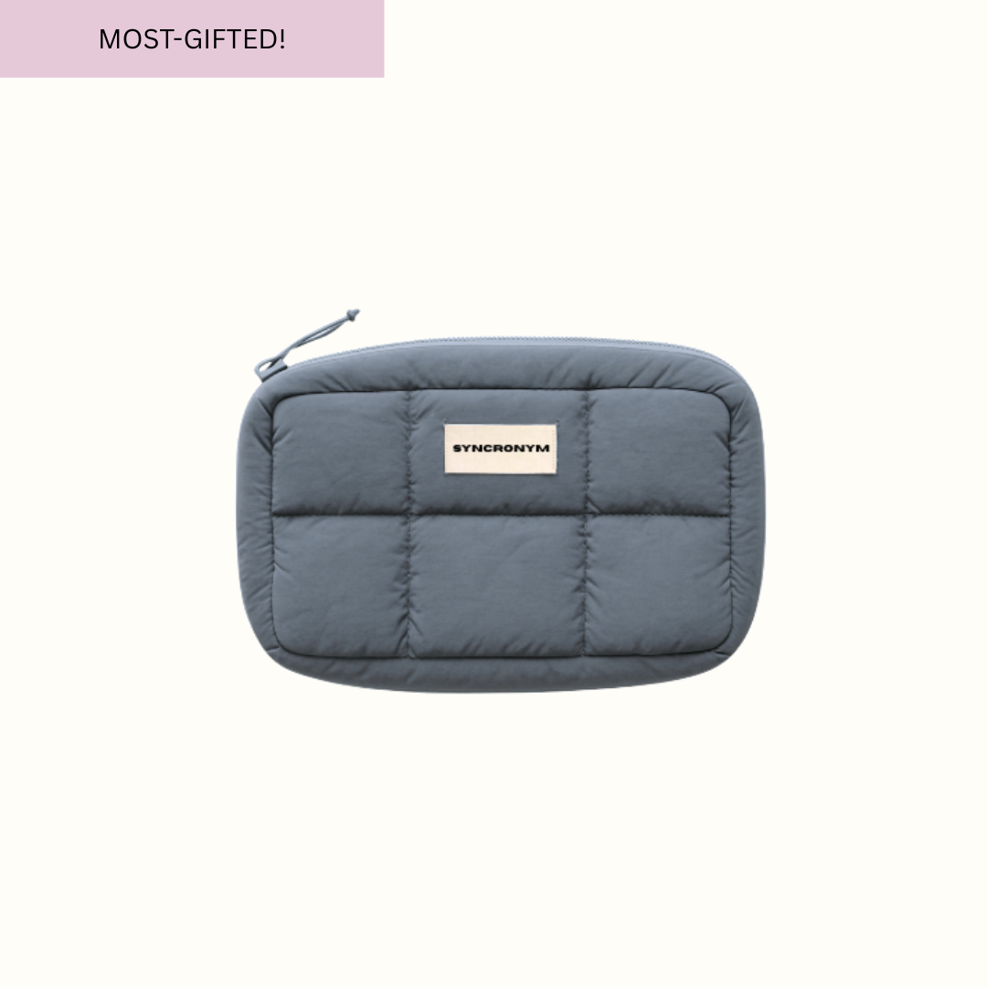 Storm Blue-Grey Puffer Mini Pouch